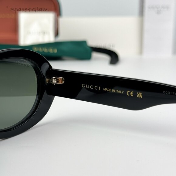 BRAND NEW Gucci GG1587S 001 Black Grey Unisex Oval Sunglasses GG 1587S - Picture 7 of 11
